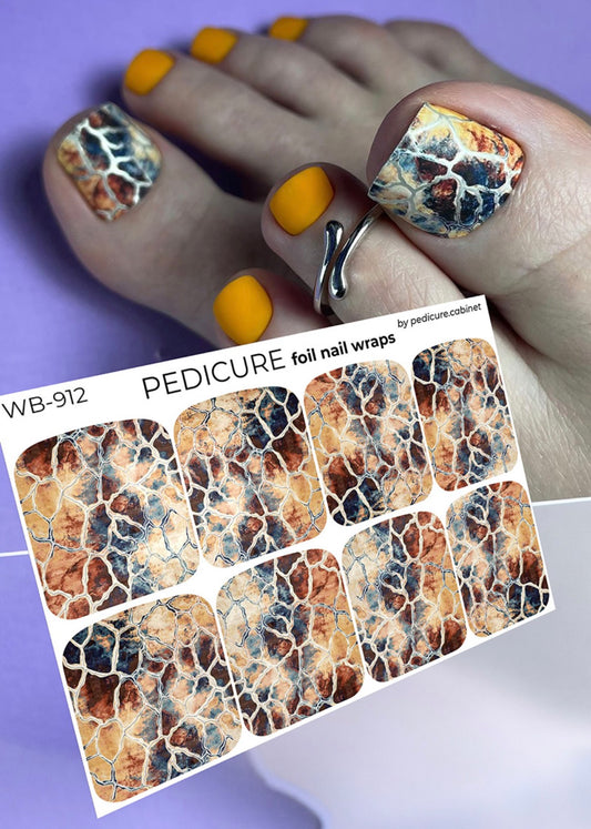 Pedicure Desert. Foil silver. Large. Nail wrap WB-912