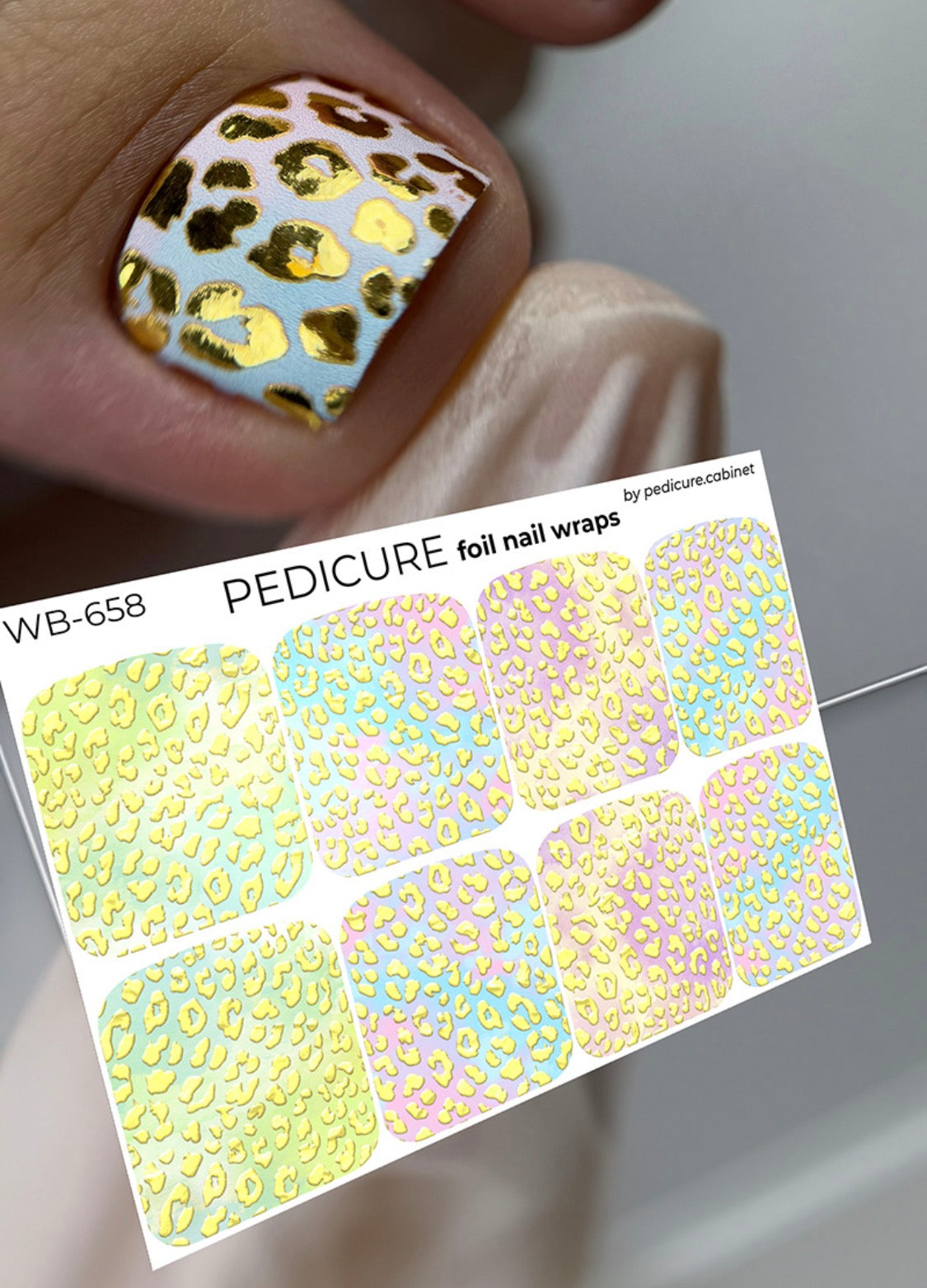 Pedicure Leo. Gold Foil. Large. Nail wraps WB-658