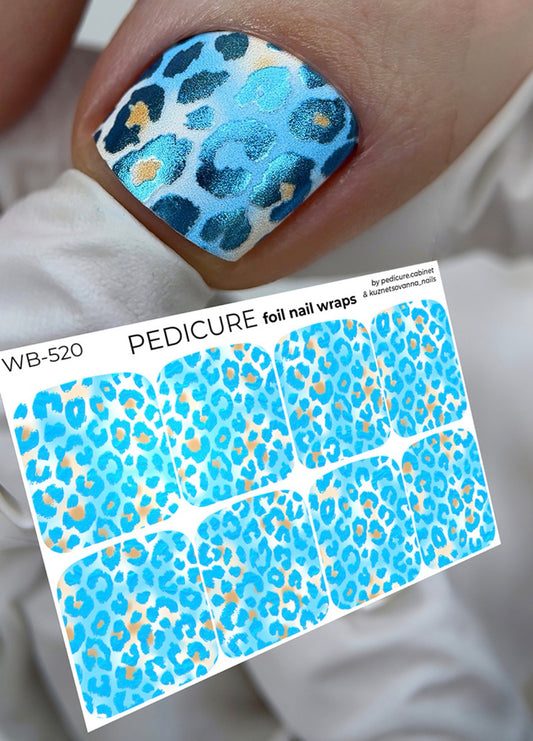 Pedicure Leo Blue and Strokes. Colored Foil. Large. Nail wraps WB-520