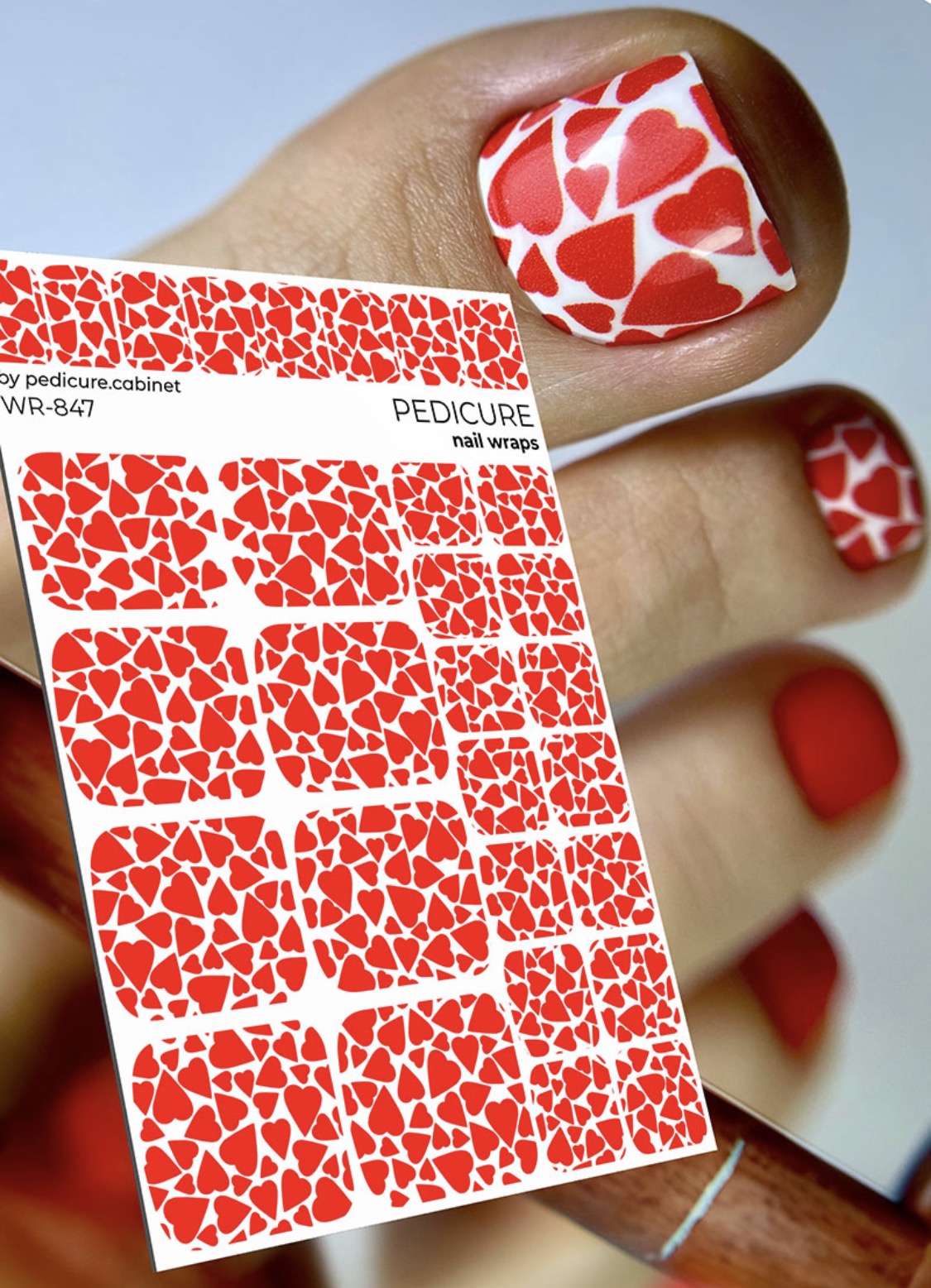 Pedicure Heart. White background. Nail wrap WR-847