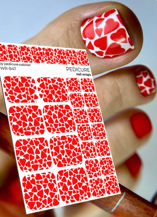 Pedicure Heart. White background. Nail wrap WR-847