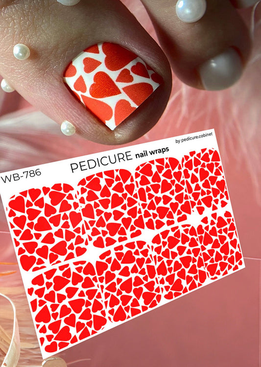 Pedicure of the Heart. White background. Large. Nail wrap WB-786